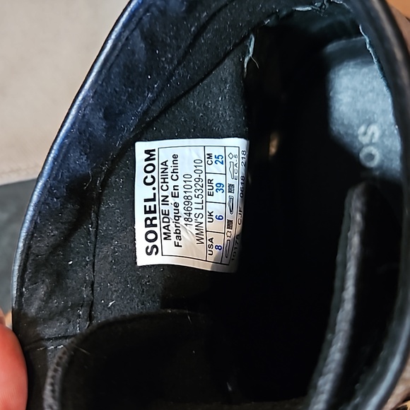 Sorel Women's PDX Boot Size 8 Wedge Heel Lace Up Bootie Black Leather Tan Canvas - Picture 7 of 7